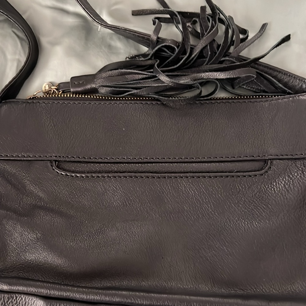 HOBO Black Woven Leather Crossbody Shoulder Bag with Tassel - Picture 9 of 10